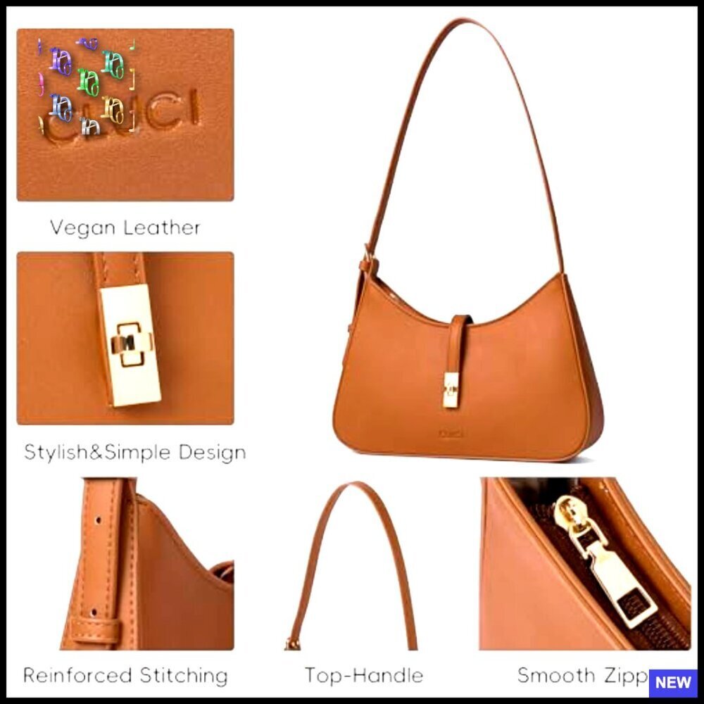 Vegan Leather Hobo Shoulder Bag Crossbody Purse Adjustable Strap Chic Minimal - Picture 4 of 7